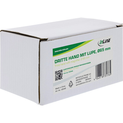 InLine® Dritte Hand mit Lupe und Krokodilklemmen, 2,5x Vergrößerung