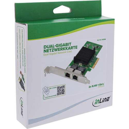InLine® Dual-Gigabit Netzwerkkarte, 2x RJ45 1 Gb/s, PCIe x4, inkl. Low-Profile