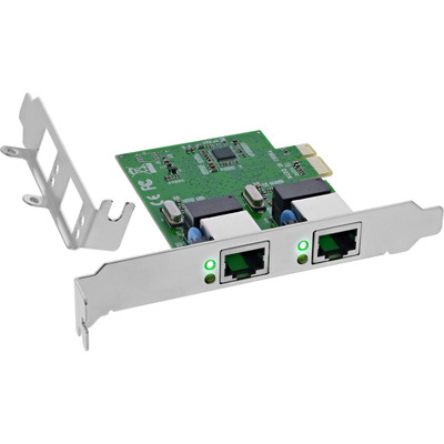 InLine® Dual Gigabit Netzwerkkarte, 2x RJ45 1Gb/s, PCIe x1, inkl. LP Slotblech (Produktbild 1)