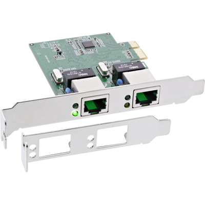 InLine® Dual Gigabit Netzwerkkarte, PCI Express, 2x 1Gb/s, PCIe x1, inkl. low profile Slotblech (Produktbild 1)