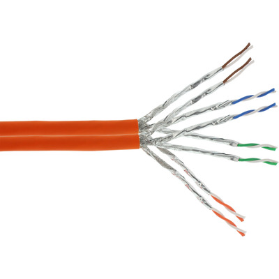 InLine® Duplex Verlegekabel Cat.7a, S/FTP (PiMF), 2x 4x2x0,58 AWG23, 1200MHz, halogenfrei, orange, 500m (Produktbild 1)