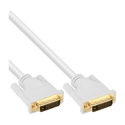 InLine® DVI-D Kabel, digital 24+1 Stecker / Stecker, Dual Link, weiß / gold, 5m (Produktbild 1)