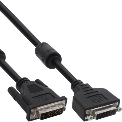 InLine® DVI-D Verlängerung, Dual Link 24+1 Stecker auf 24+1 Buchse, 2 Ferrite, 2m (Produktbild 1)