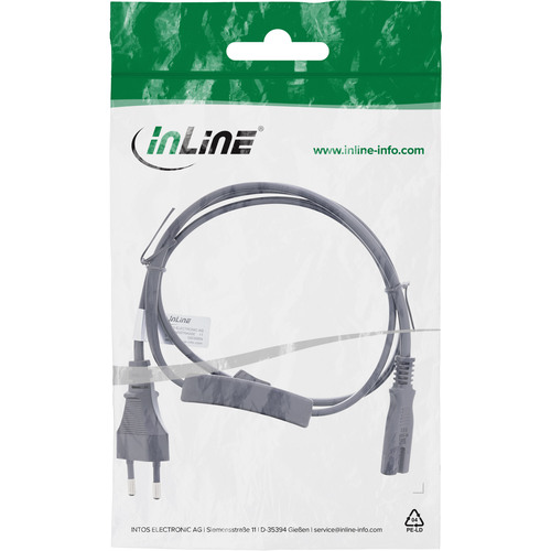 InLine® Euro Netzkabel mit Schalter, CEE7/16 zu IEC-C7, schwarz, 1m