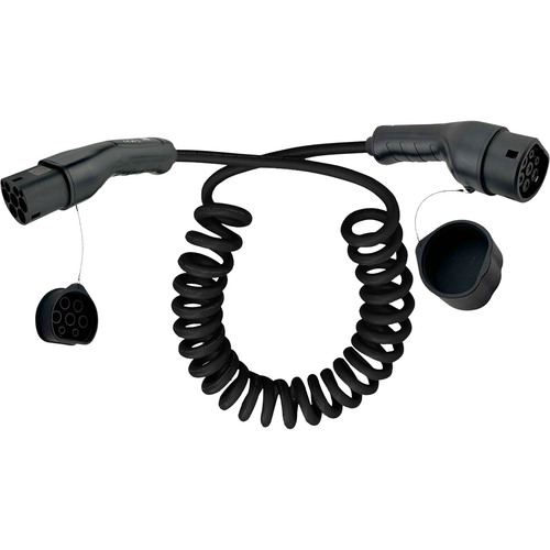 InLine® EV Spiral-Autoladekabel 22kW Typ2, 3-phasig, 3m Stromkabel extern