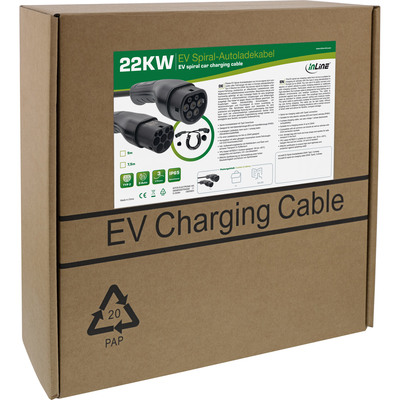 InLine® EV Spiral-Autoladekabel Typ2, 22 kW, 3-phasig, 7,5 m