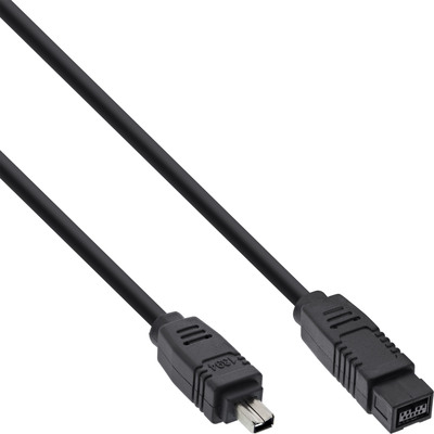 InLine FireWire Kabel, IEEE1394 4pol Stecker zu 9pol Stecker, schwarz, 1,8m (Produktbild 1)