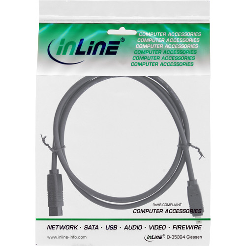 InLine® FireWire Kabel, IEEE1394 4pol Stecker zu 9pol Stecker, schwarz, 1,8m