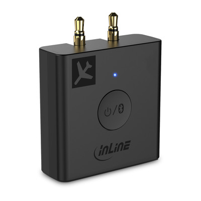 InLine Flugzeug Bluetooth Audio Transmitter Sender, BT 5.0, aptX HD/LL, Flight Adapter mit Ladecase