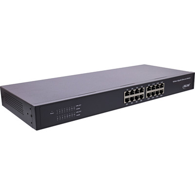 InLine® Gigabit Netzwerk Switch 16-Port, 1Gb/s, 19 1HE, Metall, lüfterlos (Produktbild 1)