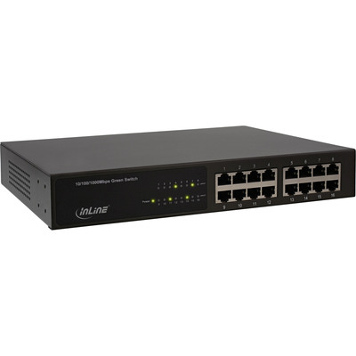 InLine Gigabit Netzwerk Switch 16-Port, 1GBit/s, 27,94cm (11), Metall, lüfterlos, mit 19 Winkeln InLine Gigabit Netzwerk Switch 16-Port, 1GBit/s, 27,94cm (11), Metall, lüfterlos, mit 19 Winkeln
