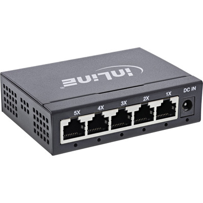 InLine® Gigabit Netzwerk Switch 5-Port, 1Gb/s, Desktop, Metallgehäuse, lüfterlos (Produktbild 1)