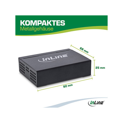 InLine® Gigabit Netzwerk Switch 5-Port, 1Gb/s, Desktop, Metallgehäuse, lüfterlos