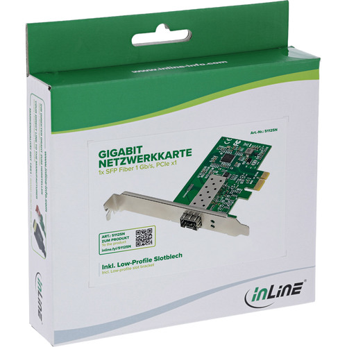 InLine® Gigabit Netzwerkkarte, 1x SFP Fiber 1Gb/s, PCIe x1, inkl. LP Slotblech