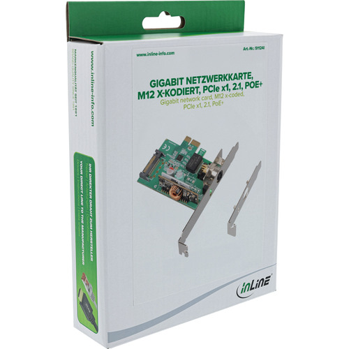 InLine® Gigabit Netzwerkkarte, M12 x-kodiert, PCIe x1, 2.1, PoE+