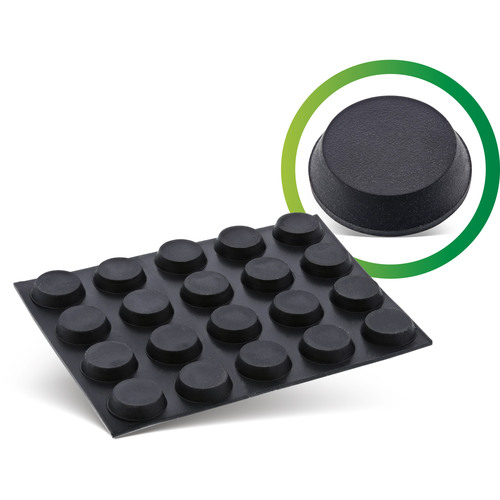 InLine® Gummipads, selbstklebend, 12 mm, 20 Stück, schwarz