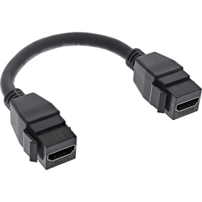 InLine HDMI 2x Keystone Adapterkabel 4K/60Hz, HDMI A Buchse/Buchse, schwarz, 0,2m