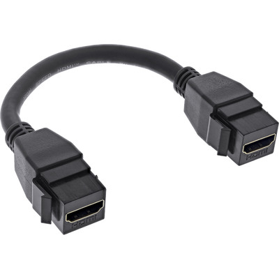 InLine® HDMI 2x Keystone Adapterkabel 4K/60Hz, HDMI A Buchse/Buchse, schwarz, 0,2m