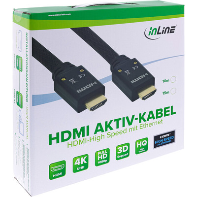 InLine® HDMI Aktiv-Kabel, HDMI-High Speed mit Ethernet, 4K2K, ST/ST, 15m