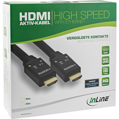 InLine® HDMI Aktiv-Kabel, HDMI-High Speed mit Ethernet, 4K2K, ST/ST, 25m