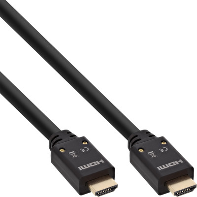 InLine HDMI Aktiv-Kabel, HDMI-High Speed mit Ethernet, 4K2K, Stecker / Stecker, schwarz / gold, 10m