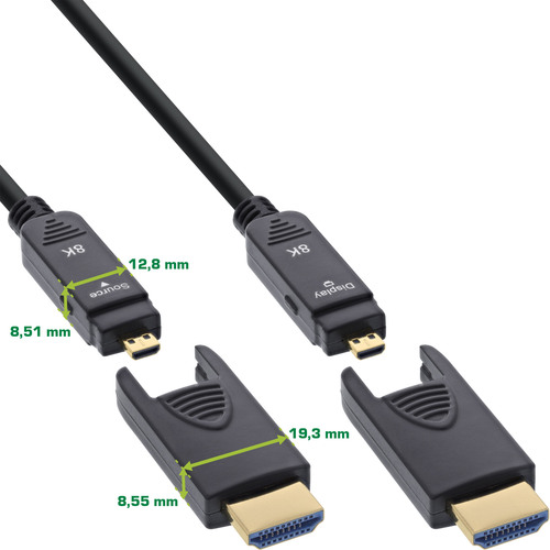 InLine® HDMI AOC Kabel, Ultra High Speed 2.1, abnehmbar, 8K, 10m