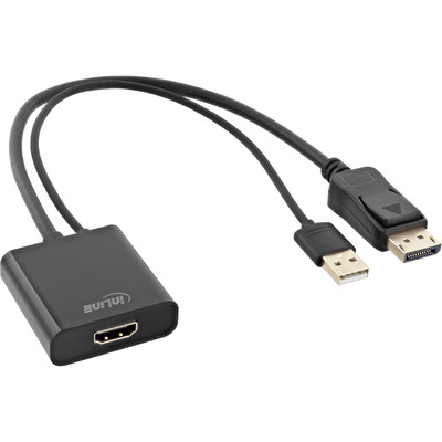 InLine HDMI BU zu DisplayPort ST Konverter Kabel, 4K, schwarz/gold, 0,3m (Produktbild 1)