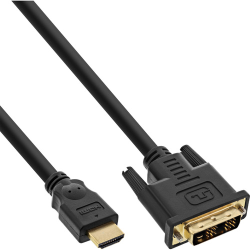 InLine® HDMI-DVI Kabel, schwarz / gold, HDMI Stecker auf DVI 18+1 Stecker, 15m