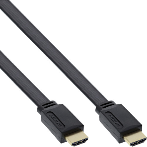 InLine® HDMI High Speed Flachkabel mit Ethernet, schwarz, 1,5 m HDMI Kabel