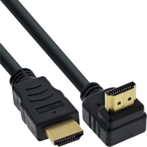 InLine® HDMI High Speed Kabel mit Ethernet, gewinkelt, schwarz, 3 m HDMI Kabel