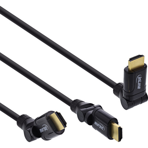 InLine® HDMI High Speed Kabel mit Ethernet, Winkelstecker, schwarz, 1,5m