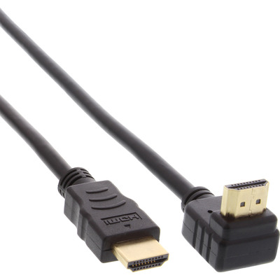 InLine® HDMI HS Kabel, gewinkelt, mit Eth., ST / ST, verg. Kont., schwarz, 0,3m (Produktbild 1)