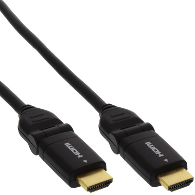 InLine® HDMI-HS Kabel m. Eth., ST/ST, verg. Kon., schwarz, flex. Winkelst., 0,5m