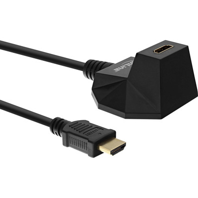 InLine® HDMI-HS Verl. m. Standfuß, m. Eth., 4K2K, ST / BU, schwarz / gold, 1m (Produktbild 1)