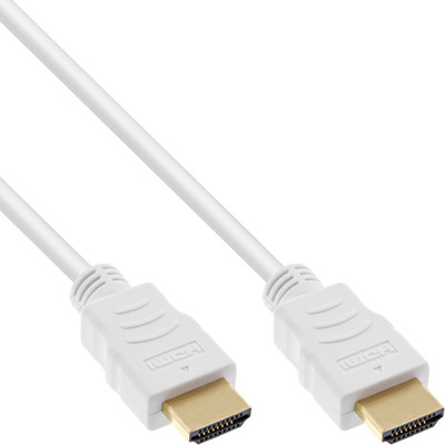 InLine® HDMI Kabel, HDMI-High Speed mit Ethernet, Premium, Stecker / Stecker, weiß / gold, 0,5m (Produktbild 1)