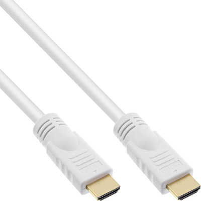 InLine HDMI Kabel, HDMI-High Speed mit Ethernet, Premium, Stecker / Stecker, weiß / gold, 5m (Produktbild 1)