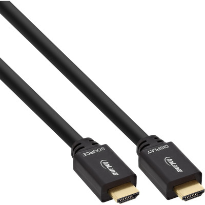 InLine® HDMI Kabel, HDMI-High Speed mit Ethernet, Stecker / Stecker, aktiv, schwarz / gold, 30m