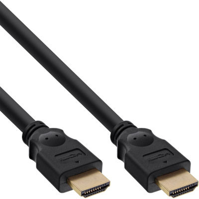 InLine® HDMI Kabel, HDMI-High Speed, ST / ST, verg. Kontakte, schwarz, 0,5m