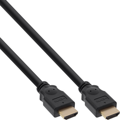 InLine® HDMI Kabel, HDMI-High Speed, Stecker / Stecker, verg. Kontakte, schwarz, 1,5m (Produktbild 1)