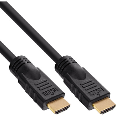 InLine® HDMI Kabel, HDMI-High Speed, Stecker / Stecker, verg. Kontakte, schwarz, 15m