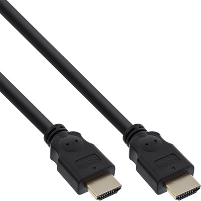 InLine® HDMI Kabel, HDMI-High Speed, Stecker / Stecker, verg. Kontakte, schwarz, 1m (Produktbild 1)