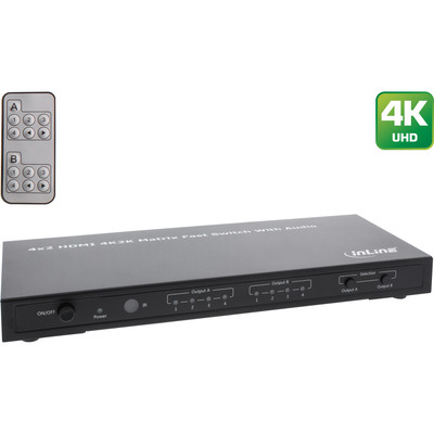 InLine® HDMI Matrix Switch / Umschalter, 4K2K, 4 Eingänge auf 2 Ausgänge (Produktbild 1)