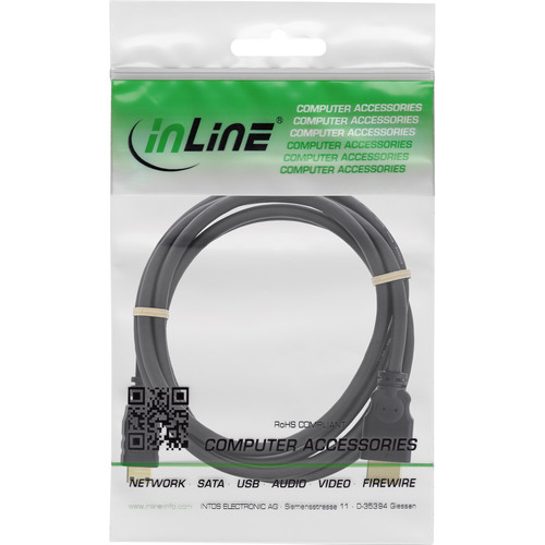 InLine® HDMI Mini auf HDMI Kabel, vergoldete Kontakte, schwarz, 1,5 m
