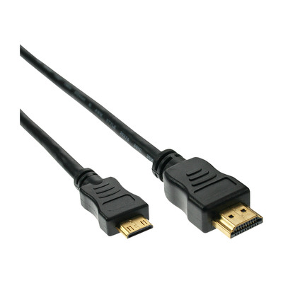 InLine HDMI Mini Kabel, High Speed HDMI Cable, Stecker A auf C, verg. Kontakte, schwarz, 0,3m