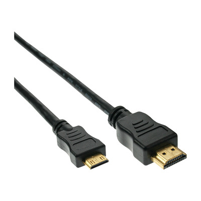 InLine® HDMI Mini Kabel, High Speed HDMI Cable, Stecker A auf C, verg. Kontakte, schwarz, 0,3m (Produktbild 1)