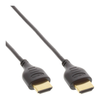 InLine® HDMI Superslim Kabel A an A, HS mit Eth., Premium, schwarz / gold, 1,8m