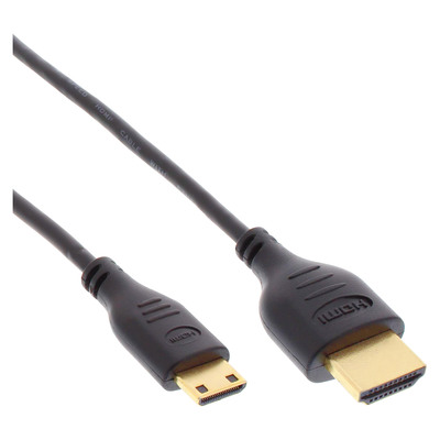 InLine® HDMI Superslim Kabel A an C, HS mit Eth., Premium, schwarz / gold, 0,3m (Produktbild 1)