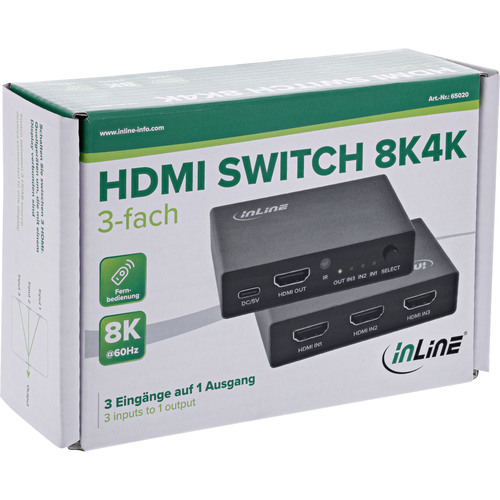 InLine® HDMI Switch, 3-fach, 8K4K@60Hz, HDCP 2.3