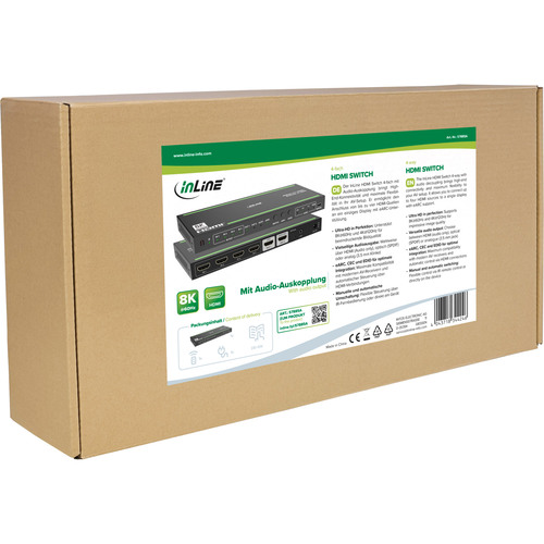 InLine® HDMI Switch, 4-fach, 48Gb/s, 8K@60Hz, mit Audio-Auskopplung