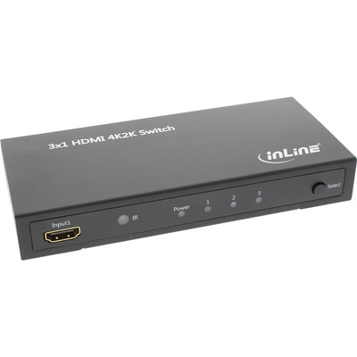 InLine® HDMI Switch / Umschalter, 3 Eingänge auf 1 Ausgang, 4K2K, 3D, HD Audio (Produktbild 1)